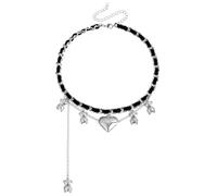 ZYFSHA Heart Bear Necklace Gummy Bear Pendant Heart Collarbone Chain Choker Velvet Double Layer Bear Chain Necklace Tassel for Girls Jewelry for Women