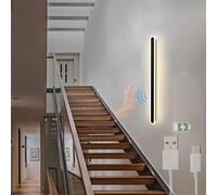 ZYFSHA LED Indoor with Hand Sweep Switch Motion Sensor Wall Sconces Black USB Rechargeable Wall Light Battery Powered Linear 2700K/4000K/6500K Wall Lighting for Bedside Shop