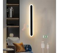 ZYFSHA LED Indoor with Hand Sweep Switch Motion Sensor Wall Sconces Black USB Rechargeable Wall Light Battery Powered Linear 2700K/4000K/6500K Wall Lighting for Bedside Shop