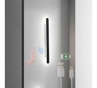 ZYFSHA LED Indoor with Hand Sweep Switch Motion Sensor Wall Sconces Black USB Rechargeable Wall Light Battery Powered Linear 2700K/4000K/6500K Wall Lighting for Bedside Shop