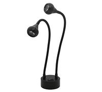 ZYFSHA LED Wall Lamps, 3W Flexible Adjustable Gooseneck Bedside Lamp, 2500 mAh Rechargeable Reading Light, Double Head, with Knob Switch for Bedroom, Office, Workbench, Studio,Black lofty ambition