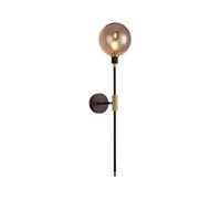 ZYFSHA Modern Mid-Century Globe Wall Sconce - Long Arm Light Fixture for Bedroom Hallway Stairs Bathroom - Stylish Smoke Gray LED Lamp for Home Decor