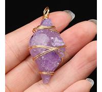 ZYFSHA Natural crystal rough 1PC Amethyst Natural Stone Irregular Gold Wire Pendant for Jewelry Making DIY Necklace Earring Accessories Charm Gift Party Decor1PC (Color : 20x38mm-rectangular)
