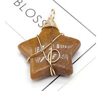 ZYFSHA Natural crystal rough 1PC Star Natural Stone Pendant Copper Winding Amethyst Agate Tiger Eye Crystal Stone Charms for Jewelry Making DIY Necklaces (Color : Yellow Jade)