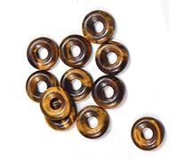 ZYFSHA Necklaces 2 Pcs 18MM Round Big Hole Crystal Agates Quartz Stone Gogo Donut for Earrings Necklace Pendant Charm Jewelry Making Accessories, Tiger Eye (Color : Rose Quartz)