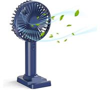 ZYFSHA Reliable Handheld Fan, Mini Hand Held Fan with Base, USB Rechargeable Battery Powered Desk Fan, 3 Speeds Electric Portable Personal Cooling Fan for Home Office Bedroom and Outdoor Travel (Pink)