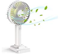 ZYFSHA Reliable Handheld Fan, Mini Hand Held Fan with Base, USB Rechargeable Battery Powered Desk Fan, 3 Speeds Electric Portable Personal Cooling Fan for Home Office Bedroom and Outdoor Travel (Pink)