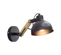 ZYFSHA Wall Sconces Black Wrought Iron Semicircle Wall Lamp Modern Simple Wall Light Adjustable Wooden Swing Arm Wall Light Industrial E27 Lighting for Bedroom Living Room Stair Bar