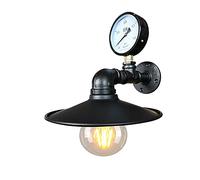 ZYFSHA Wall Sconces Loft Retro Nostalgic Industrial Wind Wall Lamp Wrought Iron Pressure Gauge Water Pipe Decoration Wall Light V-intage Metal 1 Lights Home Lighting Fixture Cafe Bar Wall Sconce E27