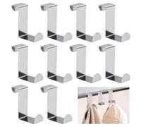 ZyFurn 10 Pack Over Door Hooks Single Over The Door Hangers Stainless Steel Reversible Wreath Hooks for Kitchen Wardrobe Bedroom Bathroom Cabinet, No Drilled Space Saving Silver Cupboard Hooks