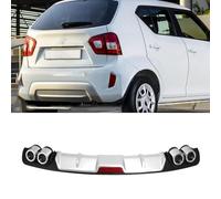 Zyfwzc ABS/Car Rear Bumper Diffuser Lip Spoiler for Suzuki IGNIS,Lower Body Kit Exhaust Guard Splitter Color: (black/silver),B-Silver