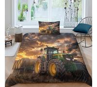 ZYGAOKDD 2Pcs Farm Tractor Bedding Set Bedding Duvet Cover Printed Quilt Cover,3D Duvet Cover for Boys Adult, Microfibre, Bedding Duvet Cover Set with Pillowcases Single(135x200cm)