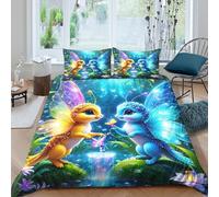 ZYGAOKDD 3-Piece Set Duvet Cover Set Cute Elf 3D Printing Bedding Set Girl Woman Quilt Cover with Pillowcase, Microfiber King(220x240cm)