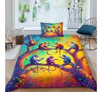 ZYGAOKDD 3-Piece Set Duvet Cover Set Monkey on Tree 3D Printing Bedding Set Girl Woman Quilt Cover with Pillowcase, Microfiber Single（135x200cm）