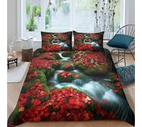 ZYGAOKDD 3 Pieces Duvet Cover,3D Printed Autumn Stream Bedding Set,with Pillowcases,zipper,Microfiber Sport Quilt Cover Double（200x200cm）