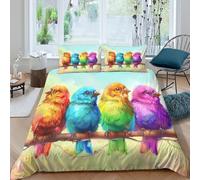 ZYGAOKDD 3 Pieces Duvet Cover,3D Printed Colourful Birds Bedding Set,with Pillowcases Zipper,Soft Microfiber Quilt Cover King（220x240cm）