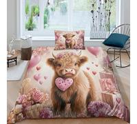ZYGAOKDD 3D Bedding Set,Cute Highland Cow Baby Duvet Cover 3-Piece Set Comforter Cover For Kids Boys Teen Men Soft Lightweight Quilt Cover Bedroom Dorm Decor Single(135x200cm)