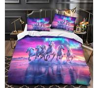 ZYGAOKDD 3D Bedding Set Kids Horse Comforter Cover for Boys Teens Youth, Soft Microfiber Duvet Cover 3 Pcs Bedspread Cover with Zipper Single(140x200cm)