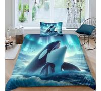 ZYGAOKDD 3D Bedding Set Kids Orca Comforter Cover for Boys Teens Youth, Soft Microfiber Duvet Cover 2 Pcs Bedspread Cover with Zipper Single（135x200cm）