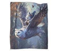 ZYGAOKDD 3D Blanket For Kids Adults Fleece Blanket Reversible White Owl Pattern Throw Twin 40x50inch(100x130cm)