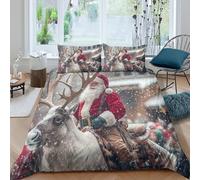 ZYGAOKDD 3D Father Christmas Duvet Cover Set Double Size Luxury Christmas Theme Bedding Set with Zipeer Closure Comforter Cover 3 Pieces Decor Bedspread Cover Double（200x200cm）