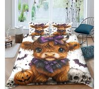 ZYGAOKDD 3D Highland Cow Print Duvet Cover Set King Size, Highland Cattle Printed Bed Set Duvet/Quilt Coverfor Home Hotel Room, 3-Piece Set for Kids Teens Adults Bedding Set King(220x240cm)