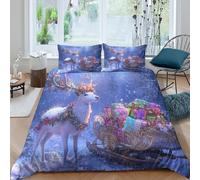 ZYGAOKDD 3D Kids Bedding Set Christmas Deer Duvet Cover Comforter Set Soft Microfiber Bedspread Bedroom Quilt Cover 3Pcs Double (200x200cm)