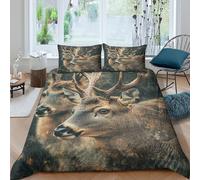 ZYGAOKDD 3D Print Bedding Set 3 Pieces Deer Comforter Cover Duvet Cover Soft Microfibre Bedding Set with Pillowcases, Colorful, Zipper King(220x240cm)