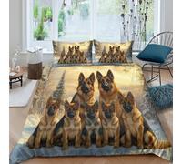 ZYGAOKDD 3D Print Bedding Set 3 Pieces German Shepherd Comforter Cover Duvet Cover Soft Microfibre Bedding Set with Pillowcases, Colorful, Zipper Double(200x200cm)