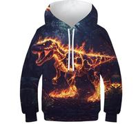ZYGAOKDD 3D Printed Dinosaur Sweatshirt with Pockets Unisex Kids Halloween Christmas Hoodie 6-7Y