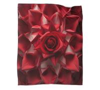 ZYGAOKDD 3D Red Flower Luxurious Super Soft Warm And Cosy Throws Faux Fur Fleece Sofa And Bed Blanket 80x90inch(200x230cm)