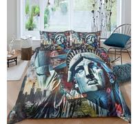 ZYGAOKDD 3Pcs Statue of Liberty Bedding Set Bedding Duvet Cover Printed Quilt Cover,3D Duvet Cover for Boys Adult, Microfibre, Bedding Duvet Cover Set with Pillowcases Double(200x200cm)