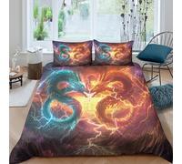 ZYGAOKDD Bedding Set 3D Dragon Duvet Cover for Kids Boys Girls 3Pcs Comforter Cover Bedding with Zipeer Closure Double(200x200cm)