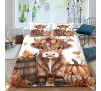 ZYGAOKDD Bedding Set For Boys Youth Teens Quilt Cover 3D Printed Cute Highland Cow Duvet Cover Set Girls Boys Bedroom Decor Double(200x200cm)