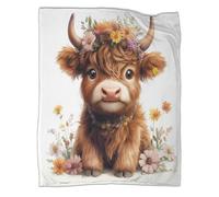 ZYGAOKDD Blanket 3D Cute Highland Cow Printed Fleece Throw Blanket for Kids Teens Adults Soft Fuzzy Push Blanket for Holiday Bed Couch 60x80inch(150x200cm)