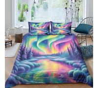 ZYGAOKDD Children Adult Duvet Cover Set 3D Aurora Pattern Microfiber with Zipeer Closure Bedding Set Quilt Cover And Pillowcase Double(200x200cm)