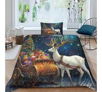 ZYGAOKDD Children Adult Duvet Cover Set 3D Christmas Deer Pattern Microfiber Single Double King Size Modern Bedding Set 3-Piece Set Quilt Cover And Pillowcase Single（135x200cm）