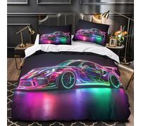 ZYGAOKDD Children Adult Duvet Cover Set 3D GT Sports Car Pattern Microfiber with Zipeer Closure Bedding Set Quilt Cover And Pillowcase Single(140x200cm)