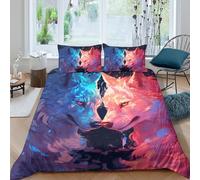 ZYGAOKDD Children Adult Duvet Cover Set 3D Wolf Pattern Microfiber with Zipeer Closure Bedding Set Quilt Cover And Pillowcase Double(200x200cm)