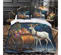 ZYGAOKDD Christmas Deer Duvet Cover Sets with Pillowcase 3D Printed Soft Microfiber Bedding Set Quilt Cover with Hidden Zipper Closure Comforter Quilt for Teens And Adults Super King（260x220cm）