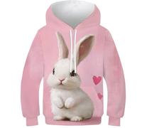 ZYGAOKDD Cute Bunny Kids Clothes Girls Jumper 3D Hoodies Children Sweatshirt Hooded Pullover Long Sleeve Top 8-10Y