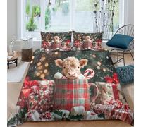 ZYGAOKDD Cute Highland Cow Baby 3D Duvet Cover Sets Bedding 3 Pcs With Zipper Closure Ultra Soft Microfiber Quilt Covers for Kids Teens Adults King(220x240cm)