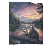 ZYGAOKDD Cute Otter Print Fleece Throw Blanket 3D Printed Blanket Throws Travel/festival Gifts for Kids Girls Women 70x80inch(180x200cm)