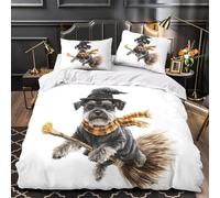ZYGAOKDD Cute Schnauzer 3D Duvet Cover, Soft Microfiber Bedding Sets, Printed Quilt Covers With Pillow Cases Zipeer Closure Super King（260x220cm）