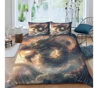 ZYGAOKDD Dragon 3D Duvet Cover Set, 3-Piece Set Printed Quilt Cover with Zipper Closure, Soft Microfiber Bedding for Kids Teens Adults King（220x240cm）