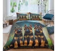 ZYGAOKDD Duvet Cover 3D Printed Decorative Bedding German Shepherd Quilt Cover 3-Piece Bedding Sets Soft Microfiber Comforter Cover for Kids Adult Teens Double(200x200cm)