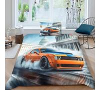 ZYGAOKDD Duvet Cover 3D Printed Decorative Bedding Supercar Quilt Cover 2-Piece Bedding Sets Soft Microfiber Comforter Cover for Kids Adult Teens Single（135x200cm）