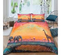 ZYGAOKDD Duvet Cover Elephants Quilt Covers Set African Animals 3D Printed Bedding Set 3 Pcs Soft Microfiber Comforter Cover with Zipper Double(200x200cm)