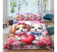 ZYGAOKDD Duvet Cover Set 3D Cute Dog Printed Bedding Quilt Cover Set 3 Pieces Soft Microfiber Bedding Quilt Cover with Zipper Closure for Teens And Adults King(220x240cm)