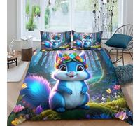 ZYGAOKDD Duvet Cover Set 3D Cute Little Squirrel Printed Bedding Quilt Cover Set 3 Pieces Soft Microfiber Bedding Quilt Cover with Zipper Closure for Teens And Adults Double（200x200cm）